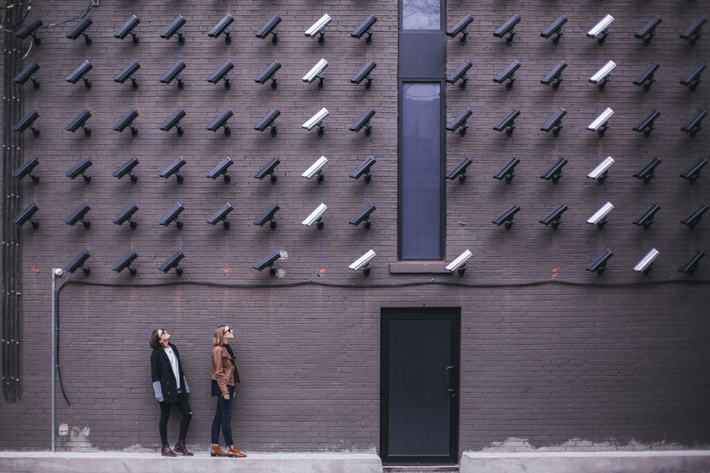 Privacy - Lots of security cameras watching two ladies